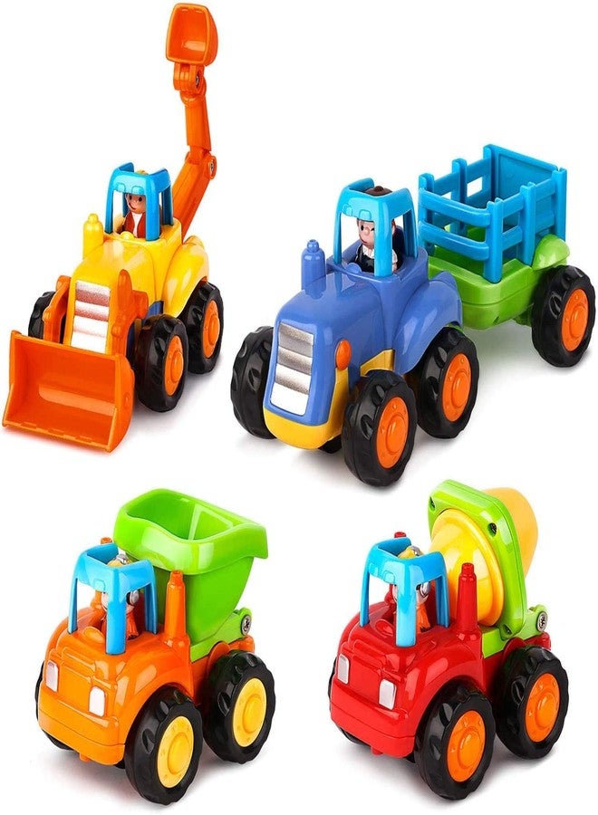 PRIMEFAIR Automobile Unbreakable Friction Cars Construction Tractor, Bulldozer, Cement Mixer Truck, Dumper for 1, 2, 3, Year Old Boy Girl Toddler Baby Kid Gift (4 Friction-07) - Image 1